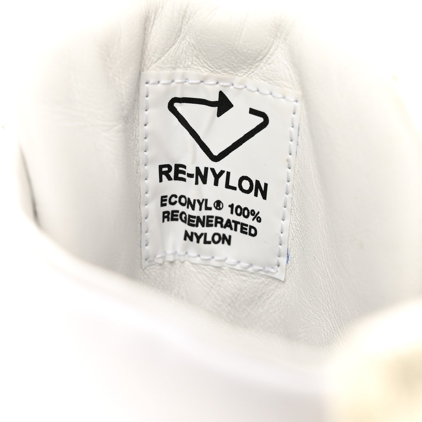 Re-Nylon Gabardine Metal Triangle Logo Wheel Pouch Pocket High Top Sneakers 38 White