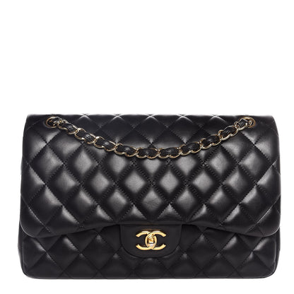 Chanel Lambskin Quilted Jumbo Double Flap Black 1 of 9