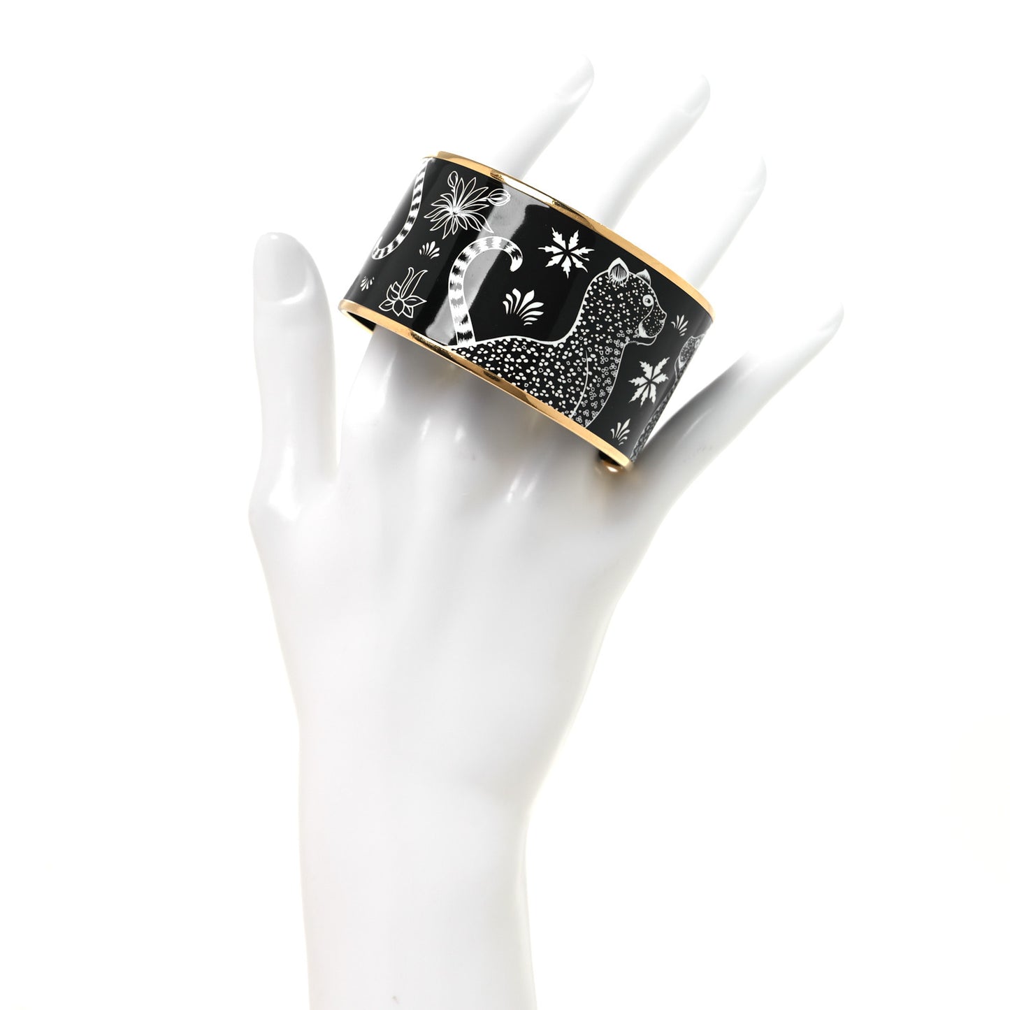 Enamel Printed Extra Wide Les Leopards Bracelet 65 Positif Negatif