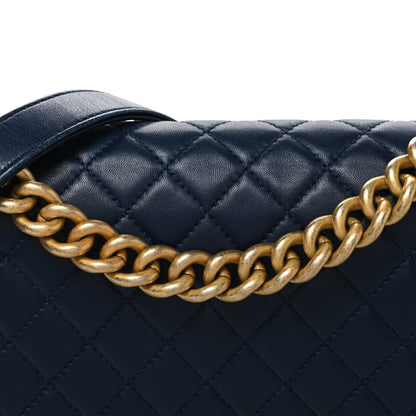 Chanel Lambskin Quilted Medium Boy Flap Dark Navy 8 of 10