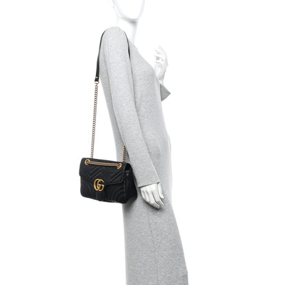 Gucci Calfskin Matelasse Small GG Marmont Shoulder Bag Black 2 of 10