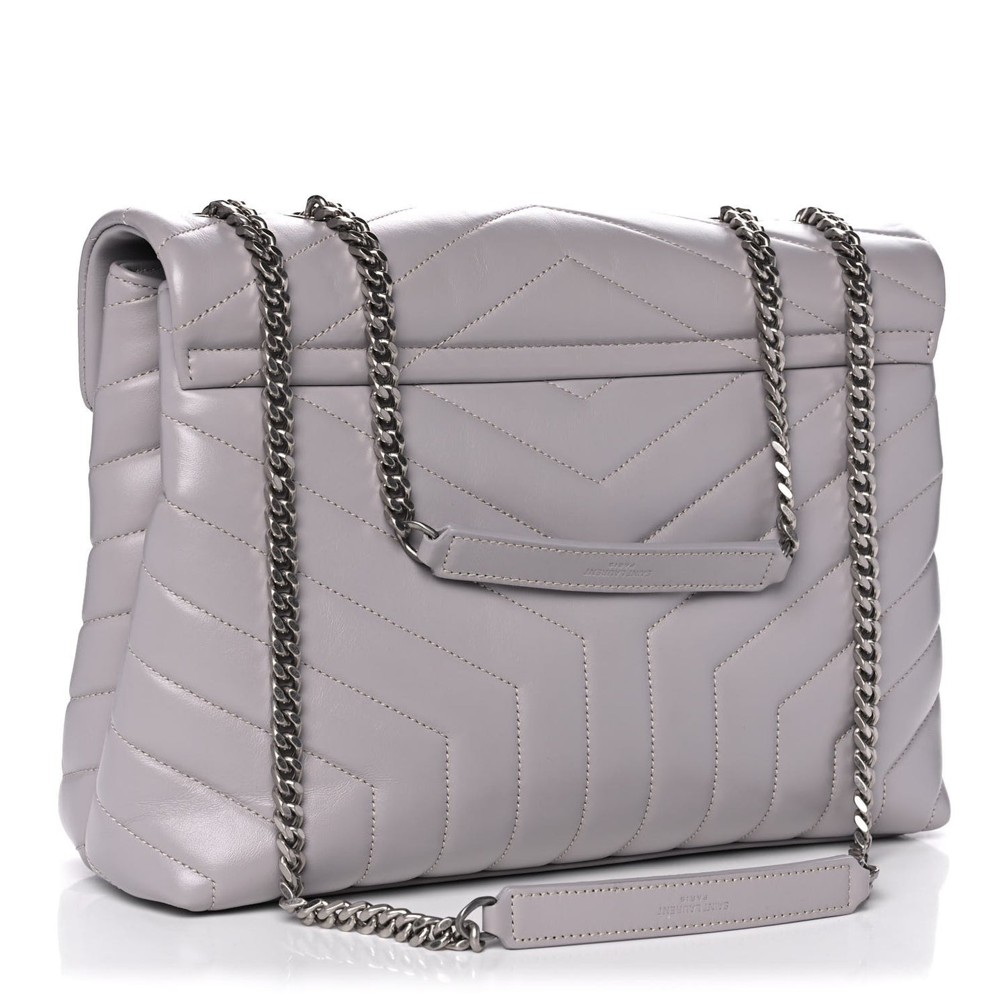 Calfskin Y Quilted Monogram Medium Loulou Chain Satchel Granite