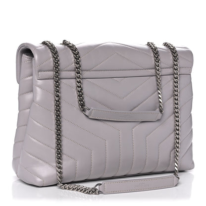 Saint Laurent Calfskin Y Quilted Monogram Medium Loulou Chain Satchel Granite 2 of 12