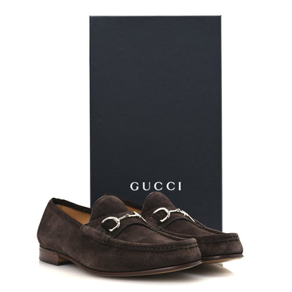 Gucci Suede Mens Horsebit Loafers 9 Testa di Moro 13 of 13