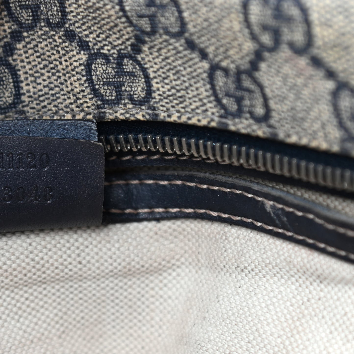 GG Supreme Monogram Large Zippered Shopping Tote Navy
