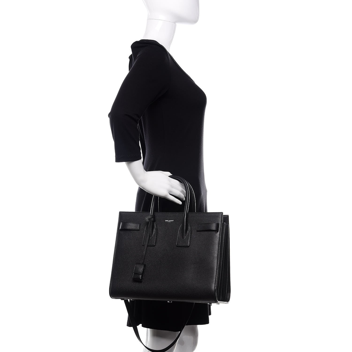 Saint Laurent Grained Calfskin Small Sac De Jour Black 3 of 11