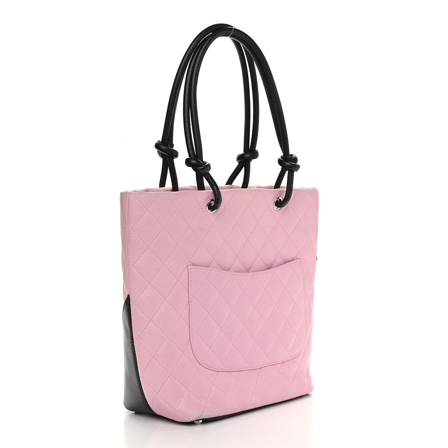 Calfskin Quilted Medium Cambon Tote Pink Black
