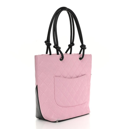 Chanel Calfskin Quilted Medium Cambon Tote Pink Black 3 of 17
