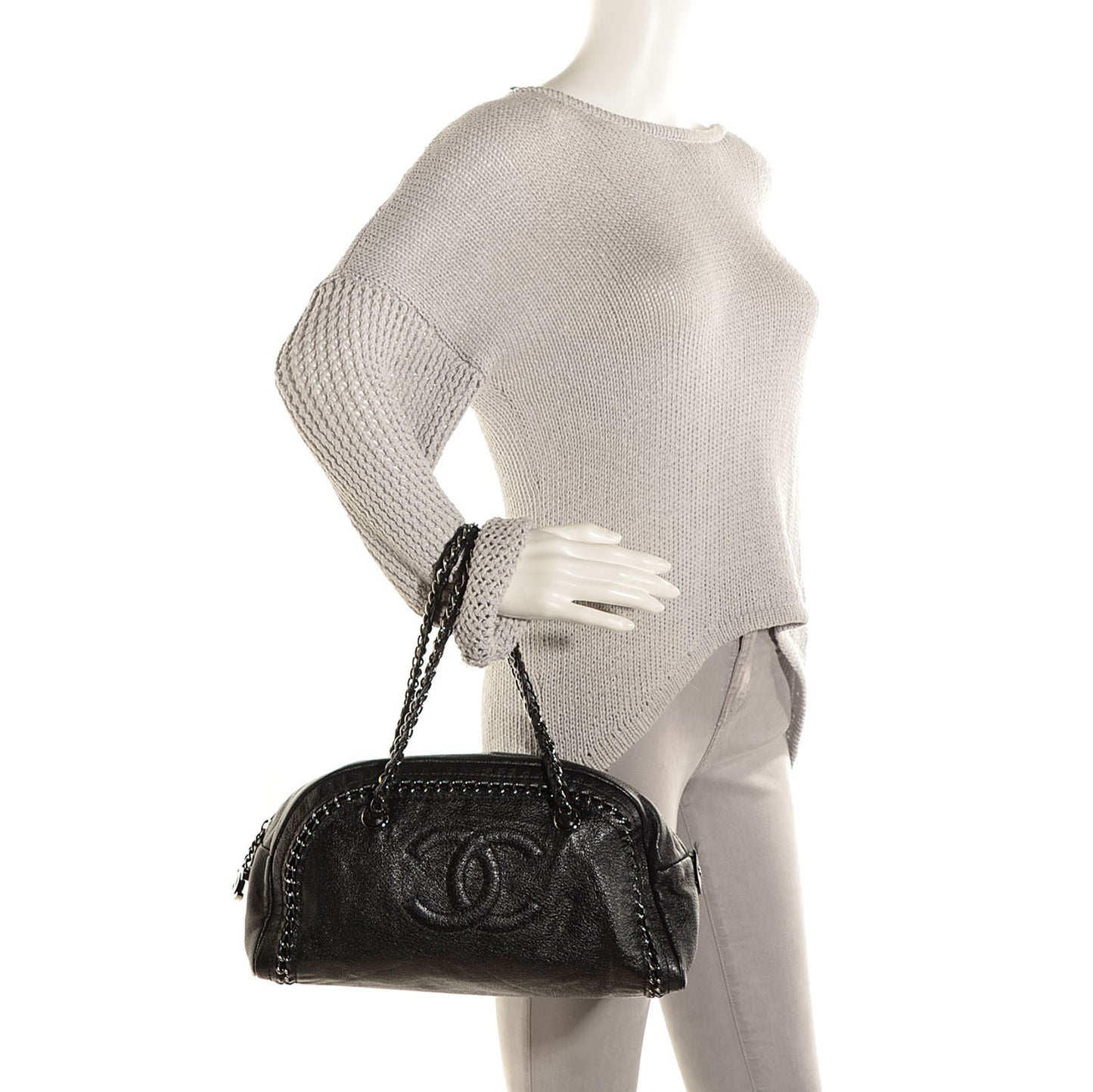Deerskin Luxe Ligne Medium Bowler Black