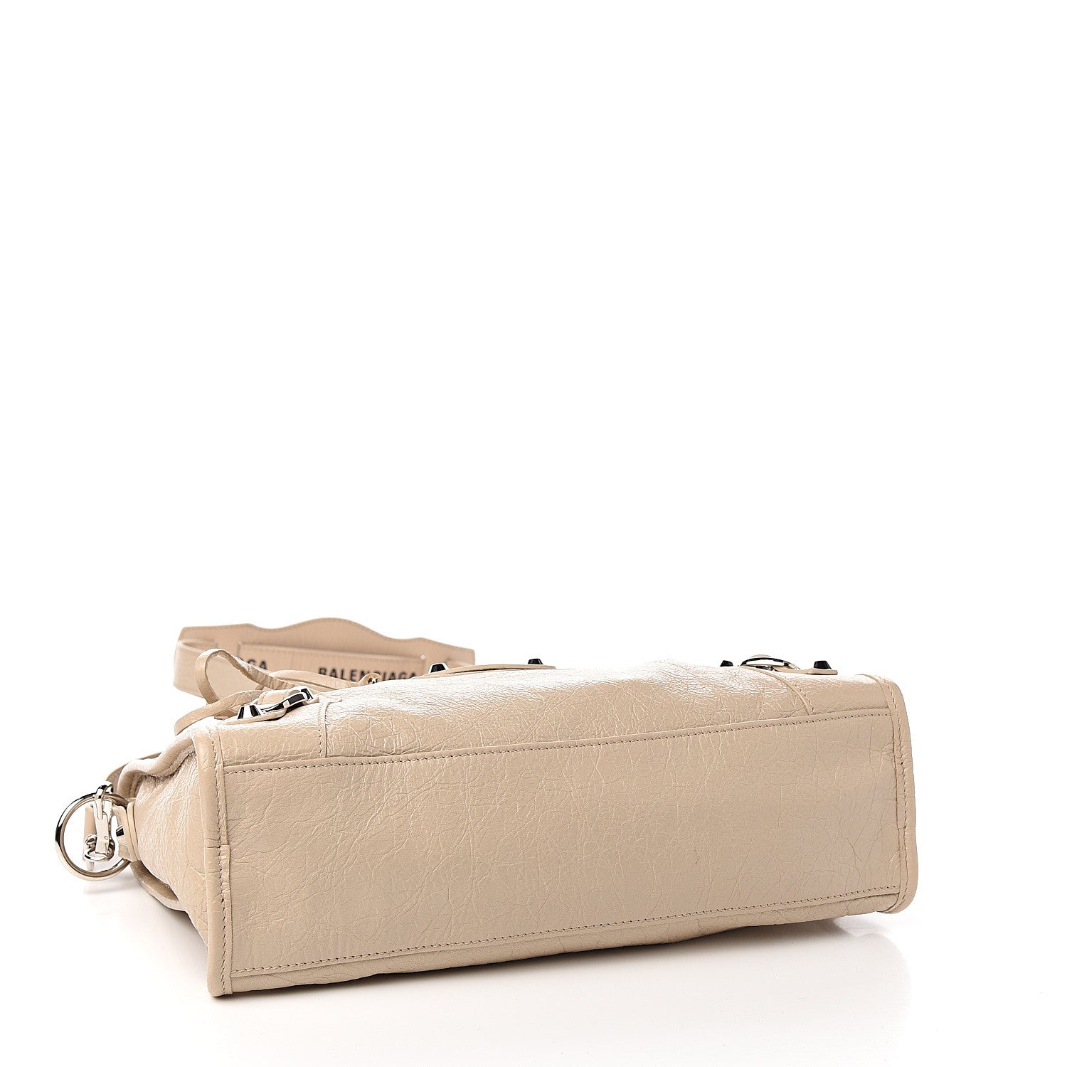 Balenciaga Agneau Classic Silver Hardware S City Logo Strap Light Beige Black 3 of 9