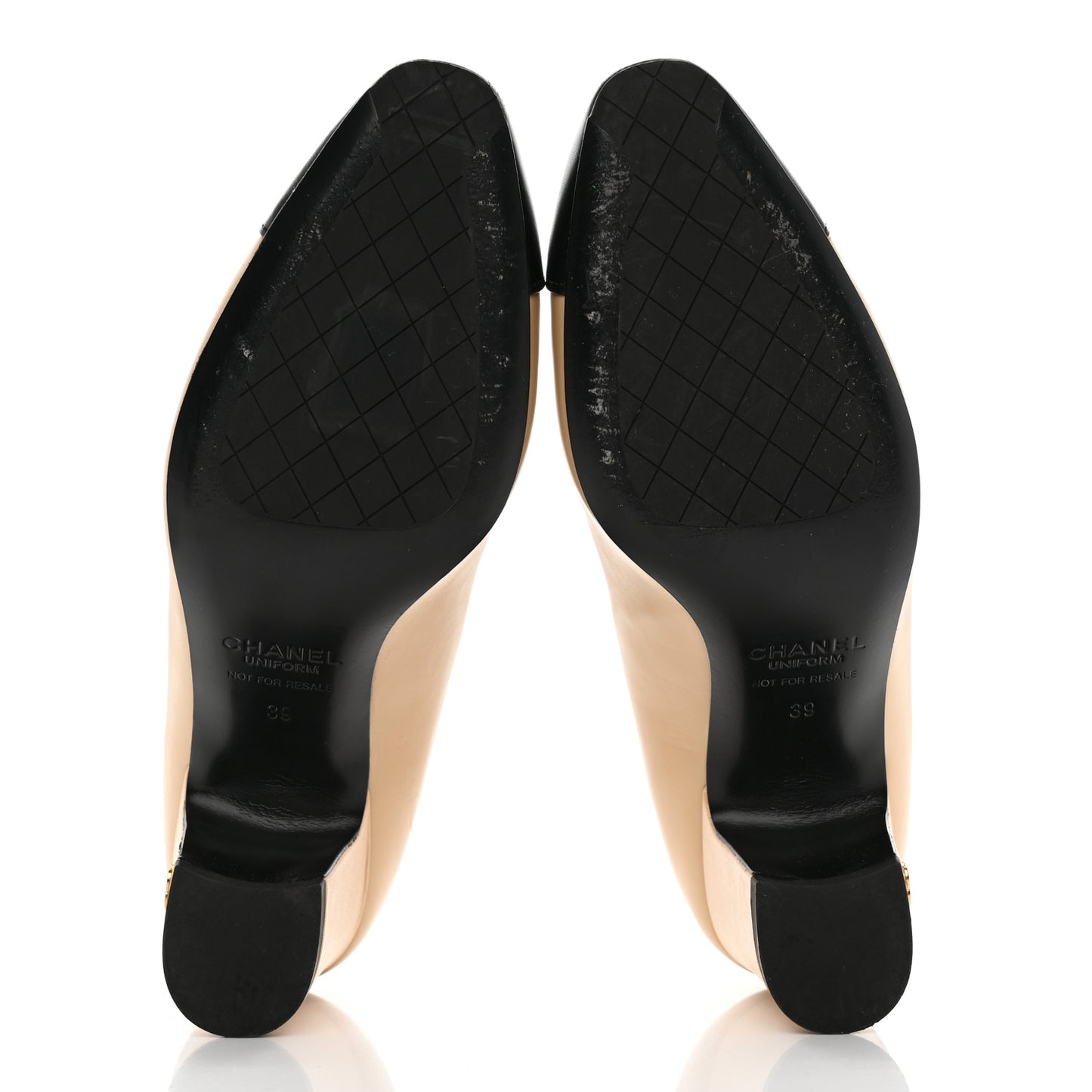 Lambskin Cap Toe CC Pumps 39 Beige Black