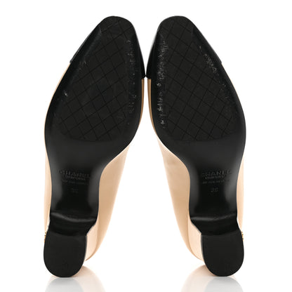 Chanel Lambskin Cap Toe CC Pumps 39 Beige Black 5 of 9