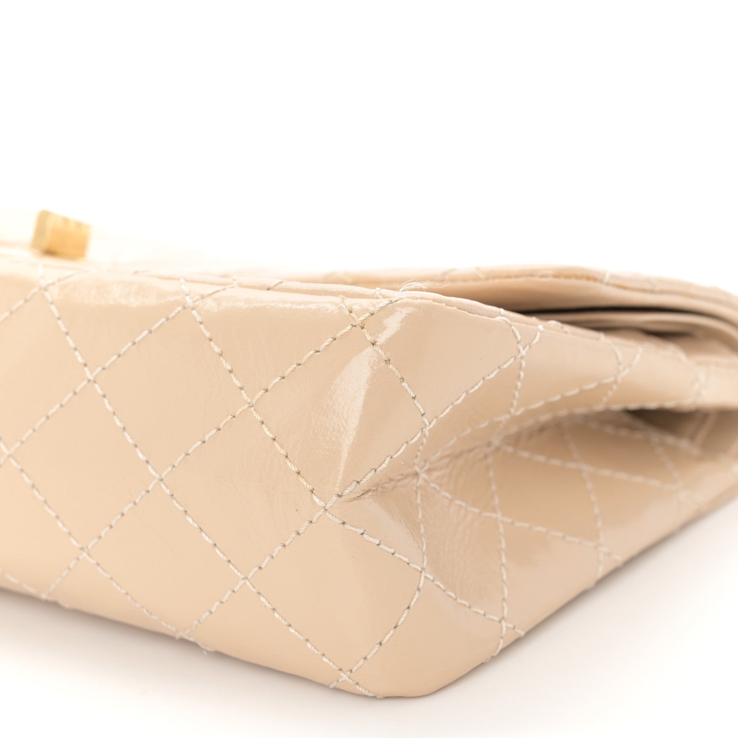 Chanel Patent Distressed Calfskin Quilted 2.55 Reissue 225 Flap Beige 10 of 14