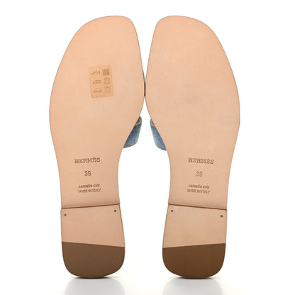 Hermes Denim Canvas Oran Sandals 39 Bleu Clair 5 of 8