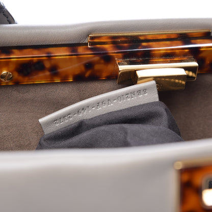 Fendi Vitello Seta Suede Plexiglass Tortoise Large Peekaboo Iconic Satchel Asfalto Marrone 10 of 15