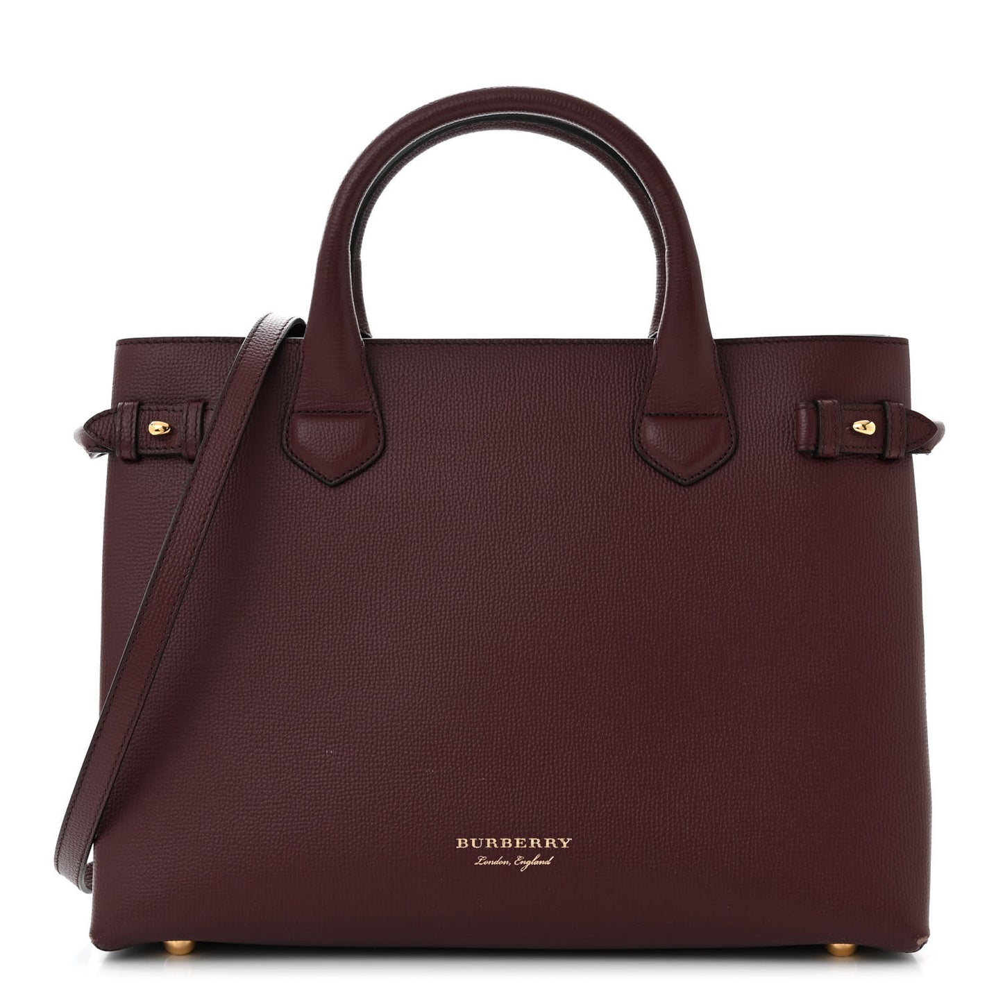 Derby Calfskin House Check Medium Banner Tote Mahogany Red