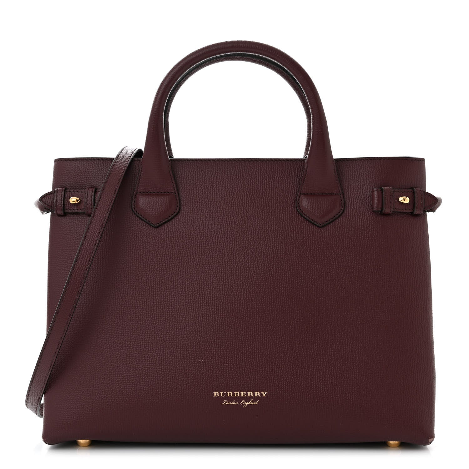 Burberry Derby Calfskin House Check Medium Banner Tote Mahogany Red 1 of 12