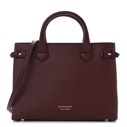 Burberry Derby Calfskin House Check Medium Banner Tote Mahogany Red 1 of 12