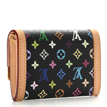 Louis Vuitton Monogram Multicolor Porte-Monnaie Plat Coin Purse Black 3 of 8