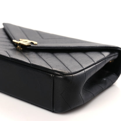 Chanel Lambskin Chevron Quilted Medium Envelope Flap Black 9 of 10