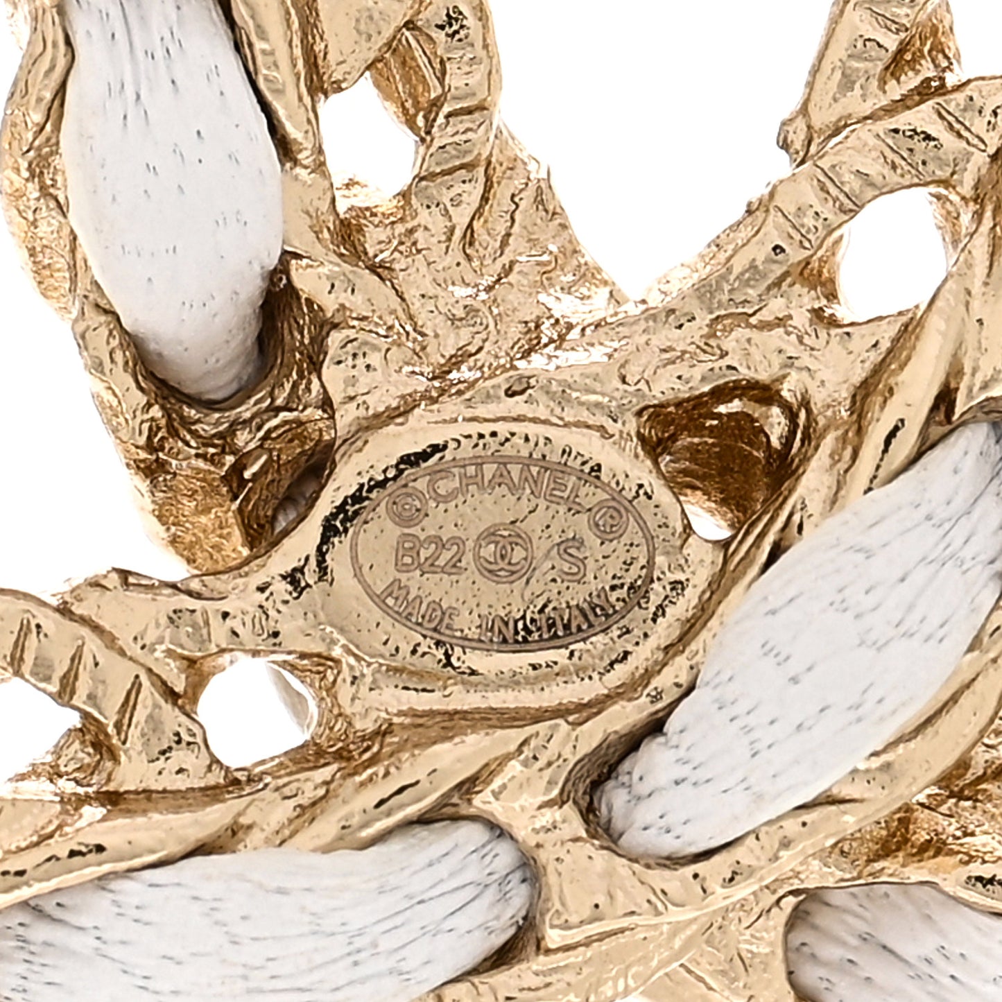 Lambskin CC Chain Brooch White Gold