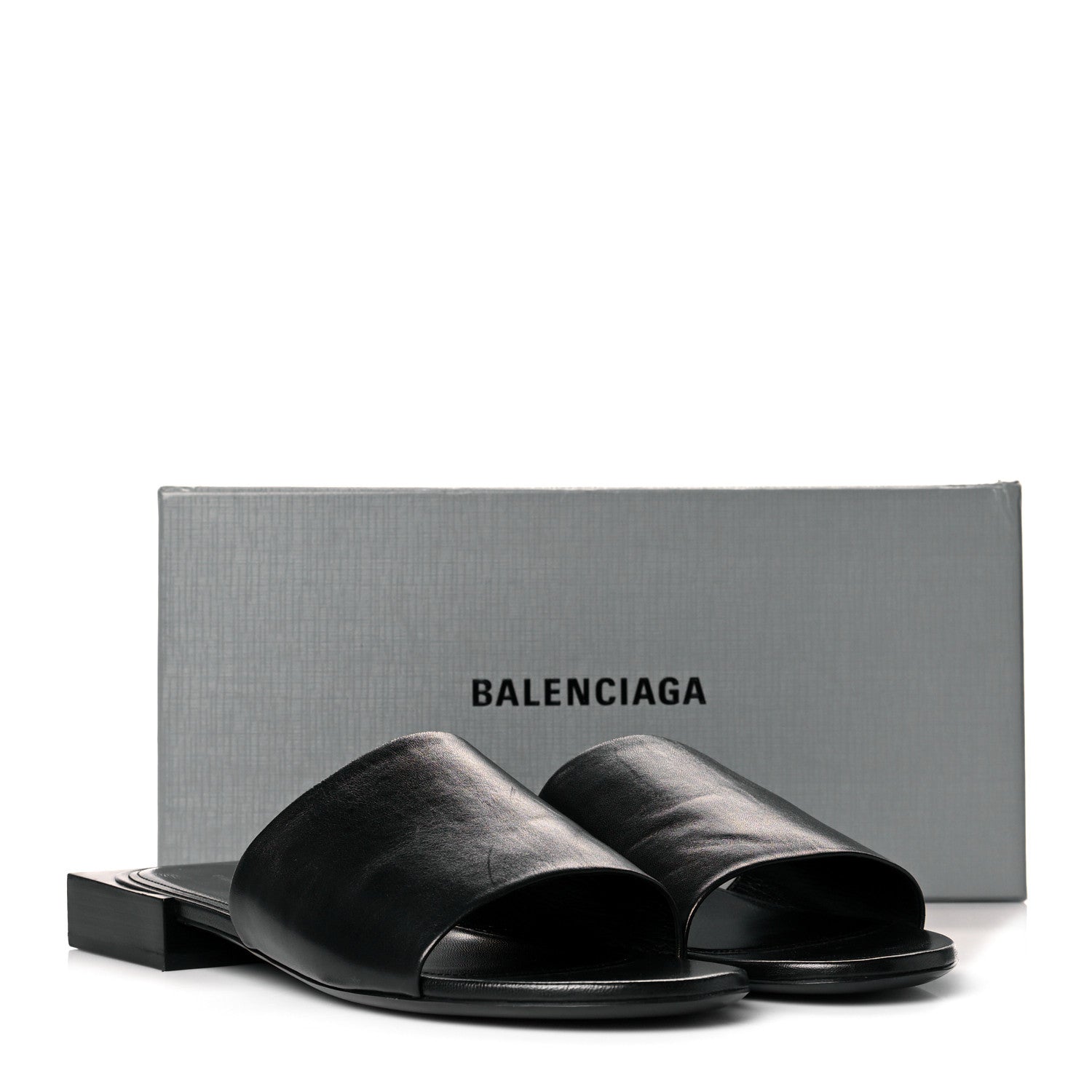 Balenciaga Shiny Smooth Sheepskin Box Flat Sandals 41 Black 11 of 11
