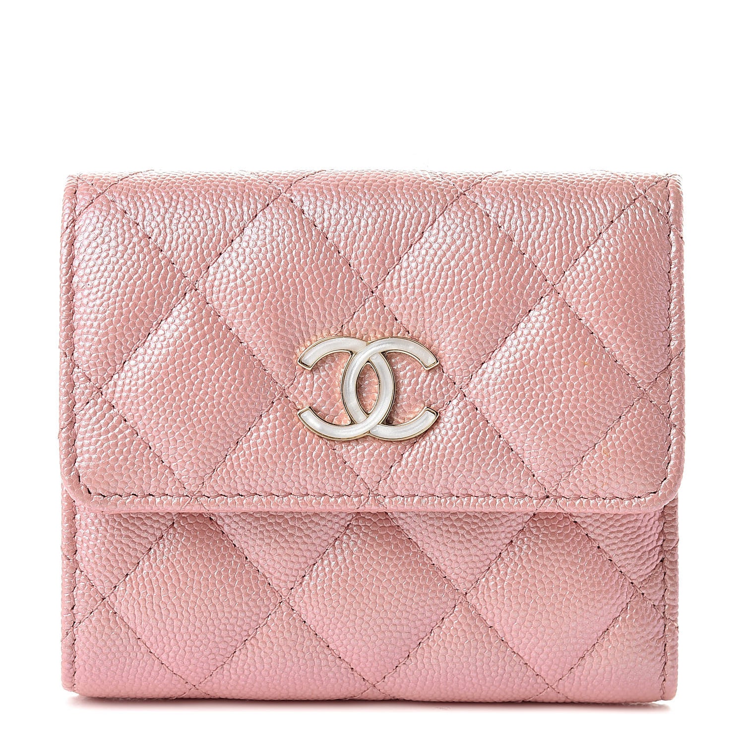 Chanel Iridescent Caviar Small Quilted Flap Wallet Rose Pink 1 of 9