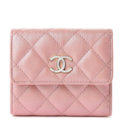 Chanel Iridescent Caviar Small Quilted Flap Wallet Rose Pink 1 of 9