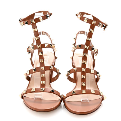 Valentino Garavani Calfskin Rockstud 60mm City Sandals 37 Saddle Brown 3 of 9