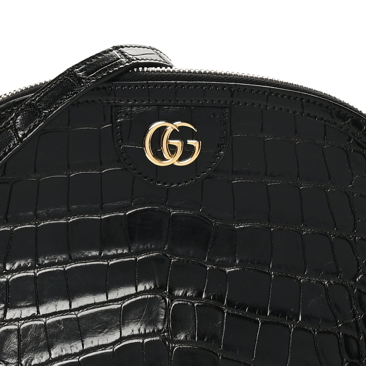 Gucci Alligator Small GG Charm Dome Bag Black 8 of 10