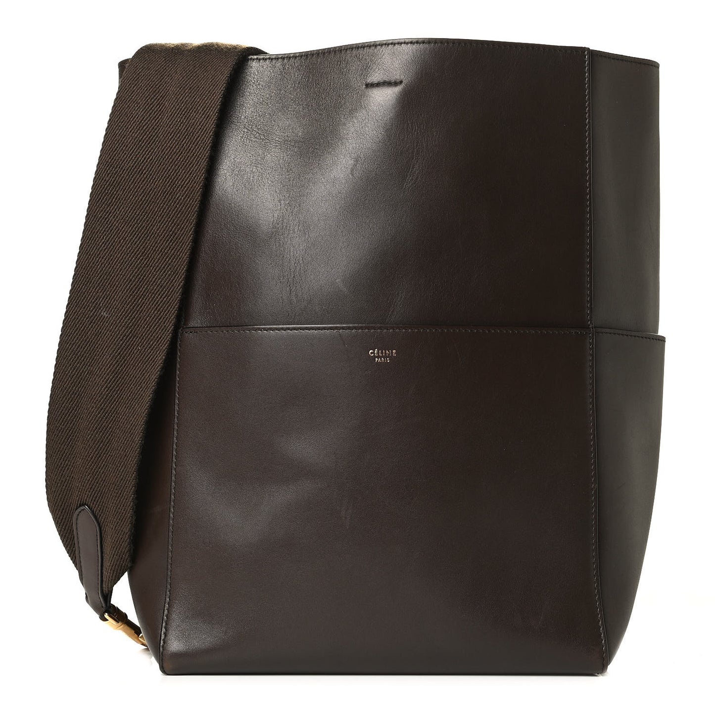 Supersoft Calfskin Sangle Bucket Bag Wood
