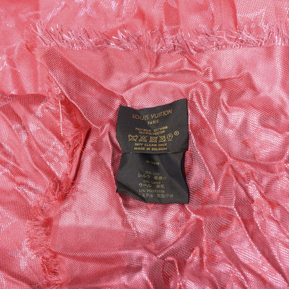 Louis Vuitton Silk Wool Monogram Voile Shawl Corail 3 of 3