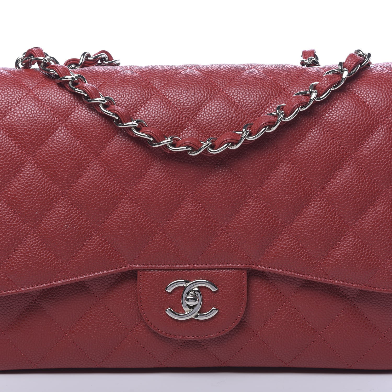 Chanel Caviar Quilted Jumbo Single Flap Red 11 of 12