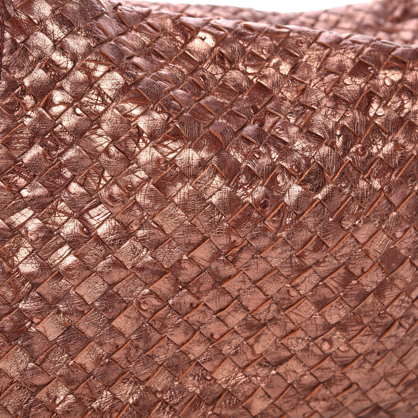 Metallic Ostrich Intrecciato Hobo Copper