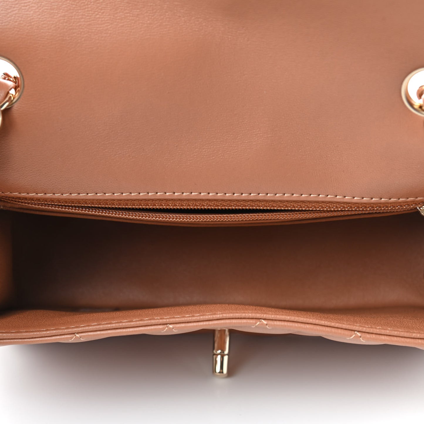 Lambskin Quilted Mini Rectangular Flap Brown