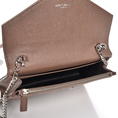 Saint Laurent Grain De Poudre Matelasse Chevron Monogram Envelope Chain Wallet Fard 5 of 10