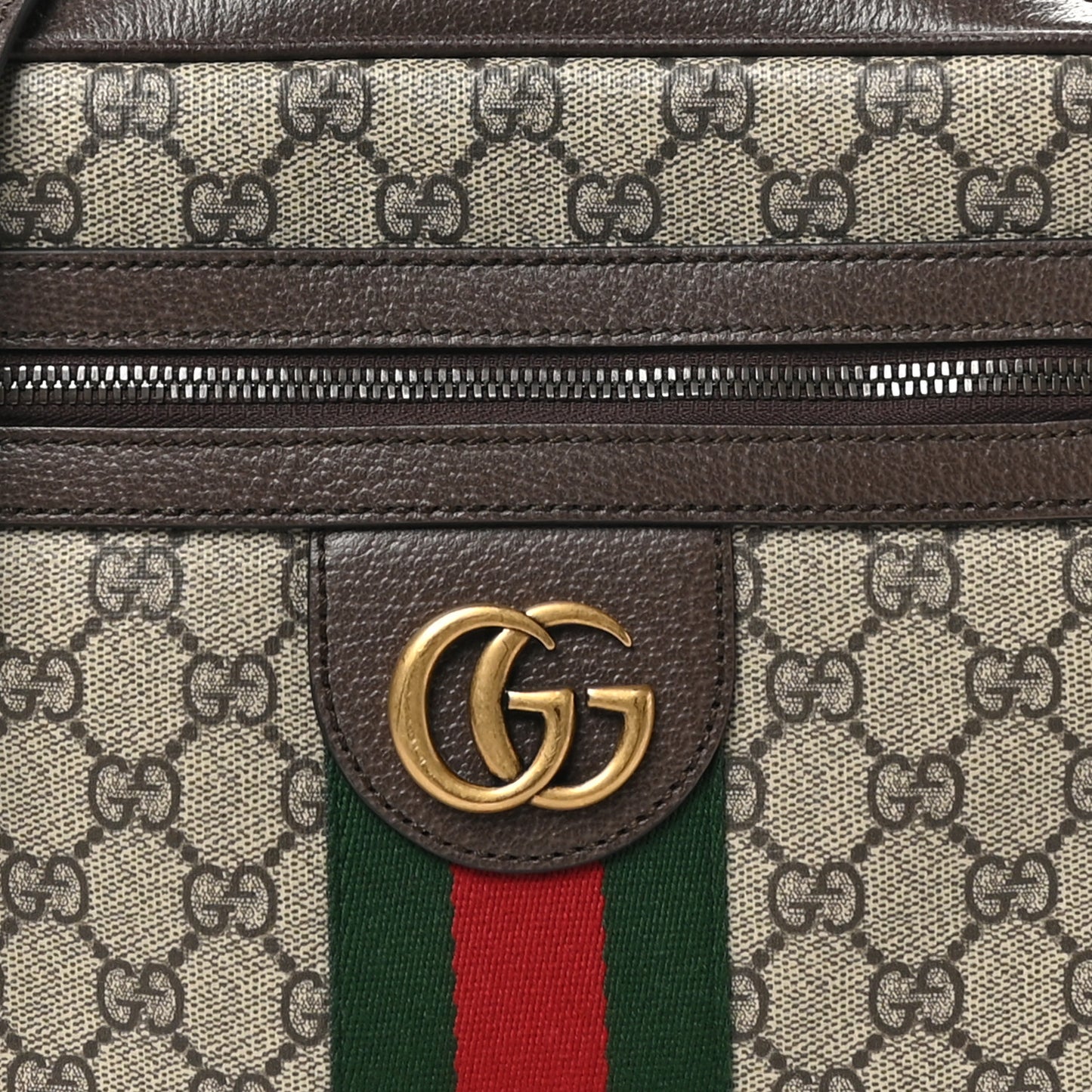 GG Supreme Monogram Web Small Ophidia Messenger Bag Brown