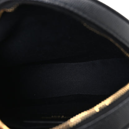 Saint Laurent Grain De Poudre Matelasse Chevron Quilted Round Vinyle Camera Bag Black 5 of 11