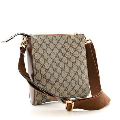 Gucci GG Supreme Monogram Azalea Calfskin Retro Interlocking G Flat Messenger Bag Beige Ebony Brown Sugar 3 of 11