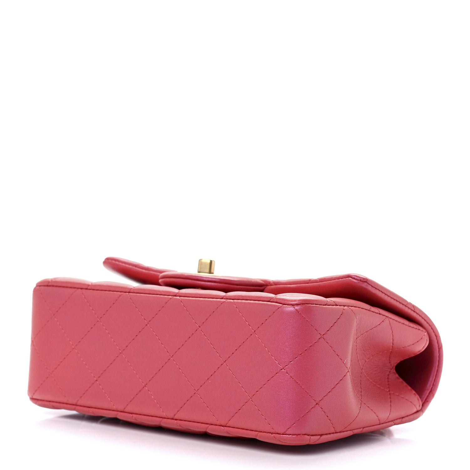 Chanel Iridescent Lambskin Quilted Mini Top Handle Rectangular Flap Red 10 of 13