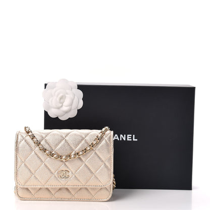 Chanel Metallic Lambskin Quilted Mini Wallet On Chain WOC Gold 10 of 10
