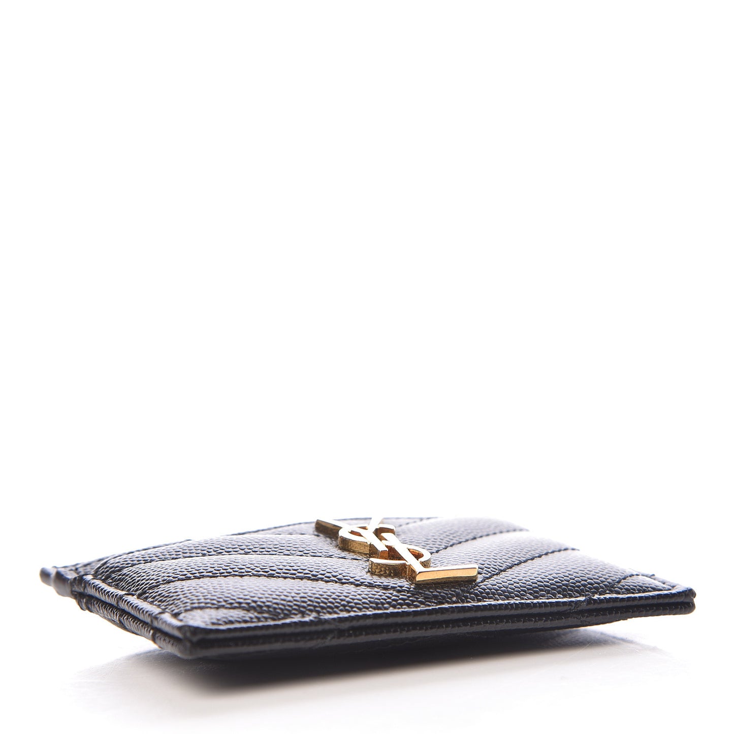 Grain De Poudre Matelasse Chevron Monogram Credit Card Case Black