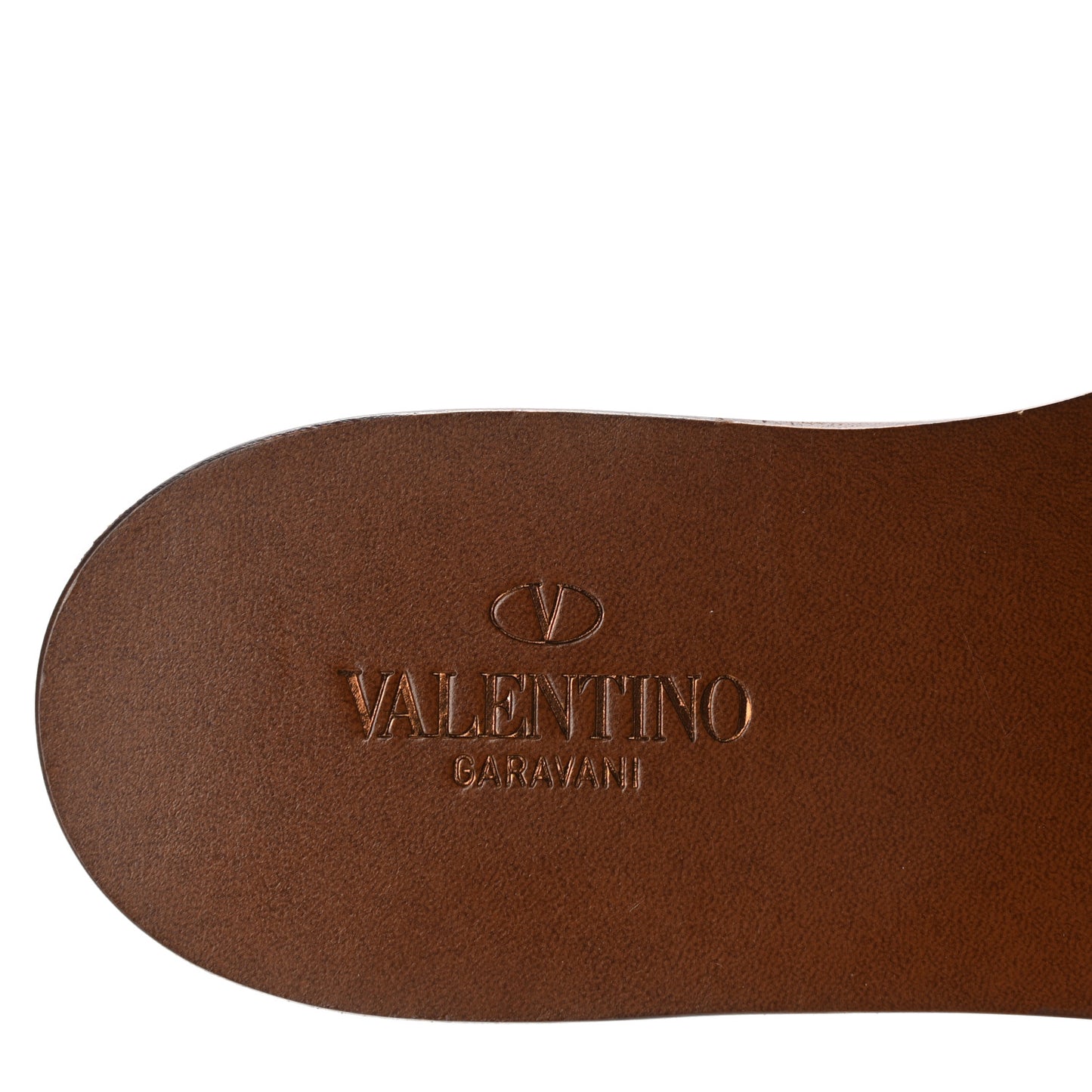 Grainy Cowhide Vlogo Flat Slide Sandals 36 Cuoio