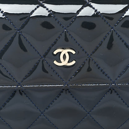 Chanel Patent Quilted Large Flap Wallet Navy 9 of 11