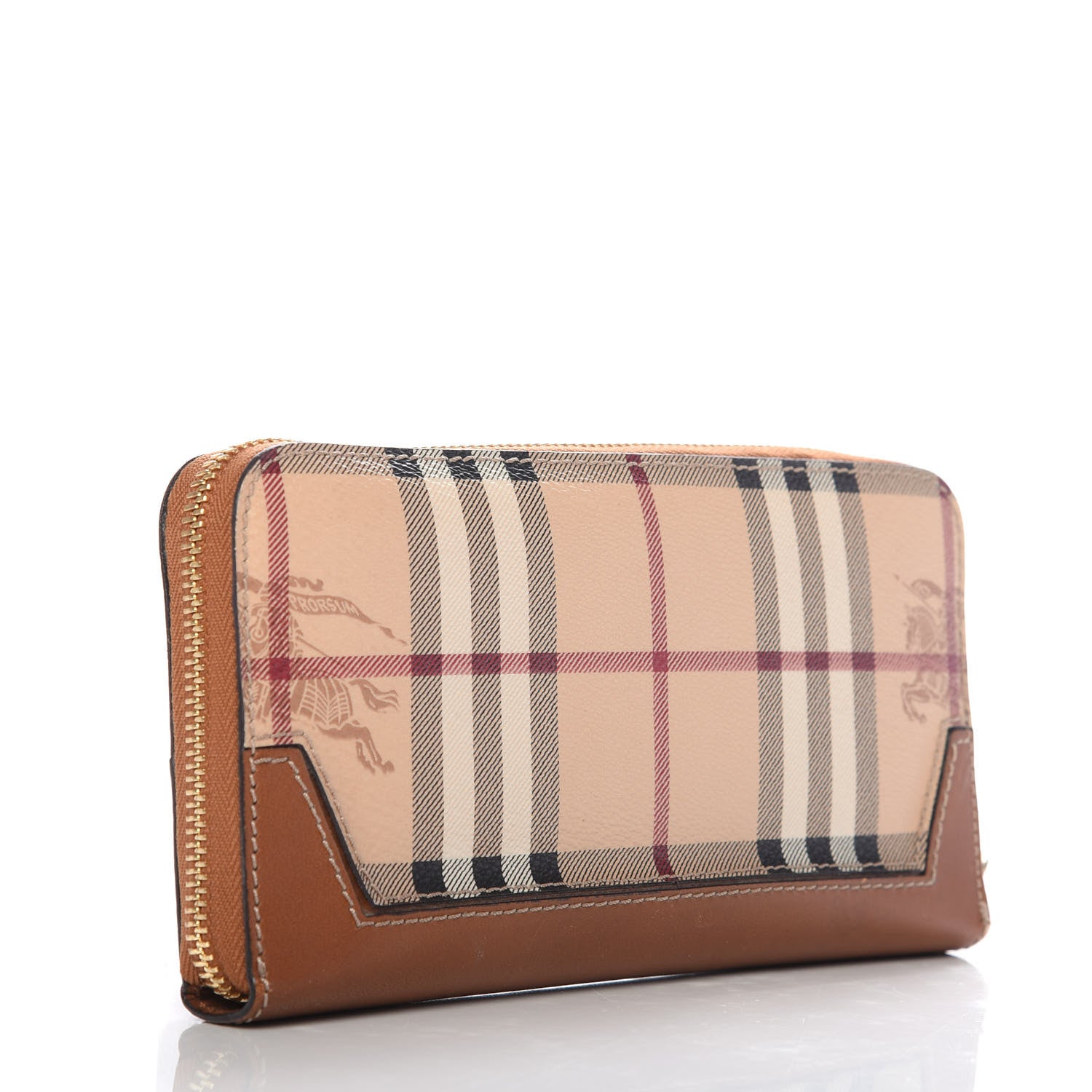 Burberry Haymarket Check Zip Around Wallet Tan 3 of 9