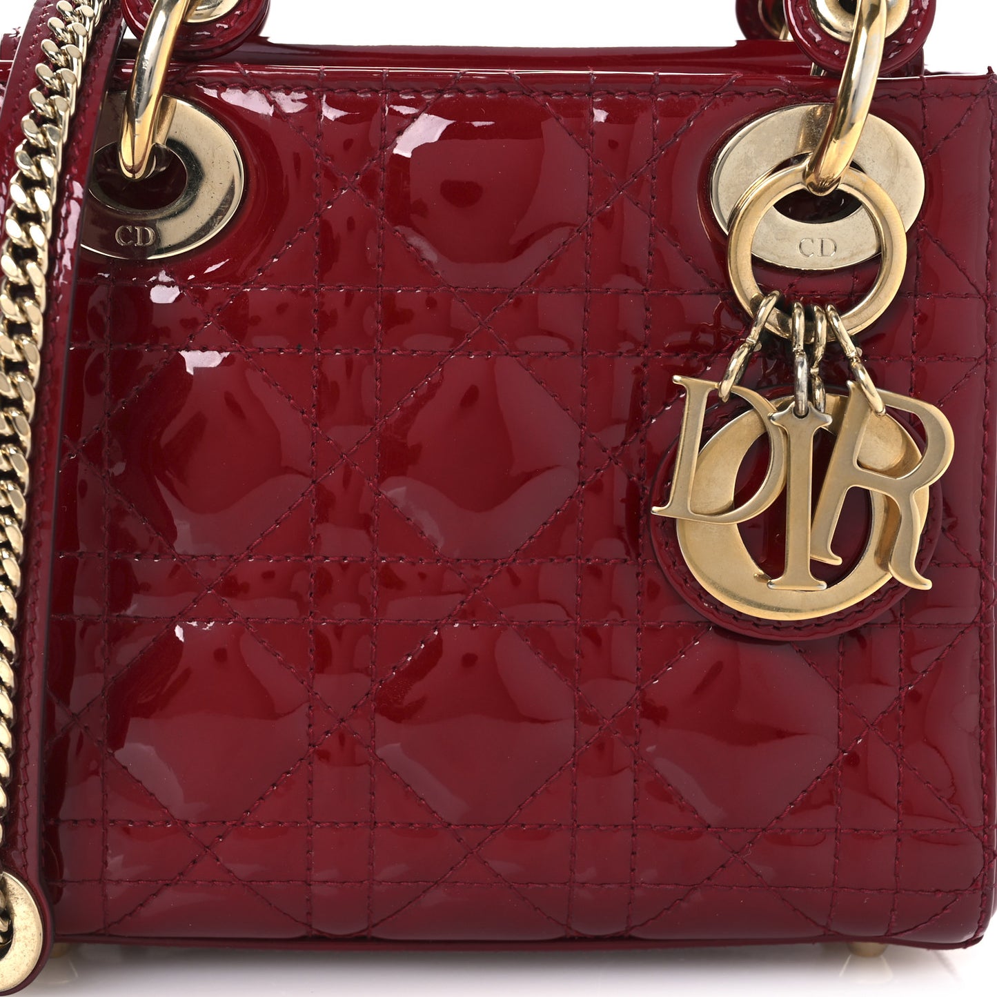 Patent Cannage Mini Lady Dior Red