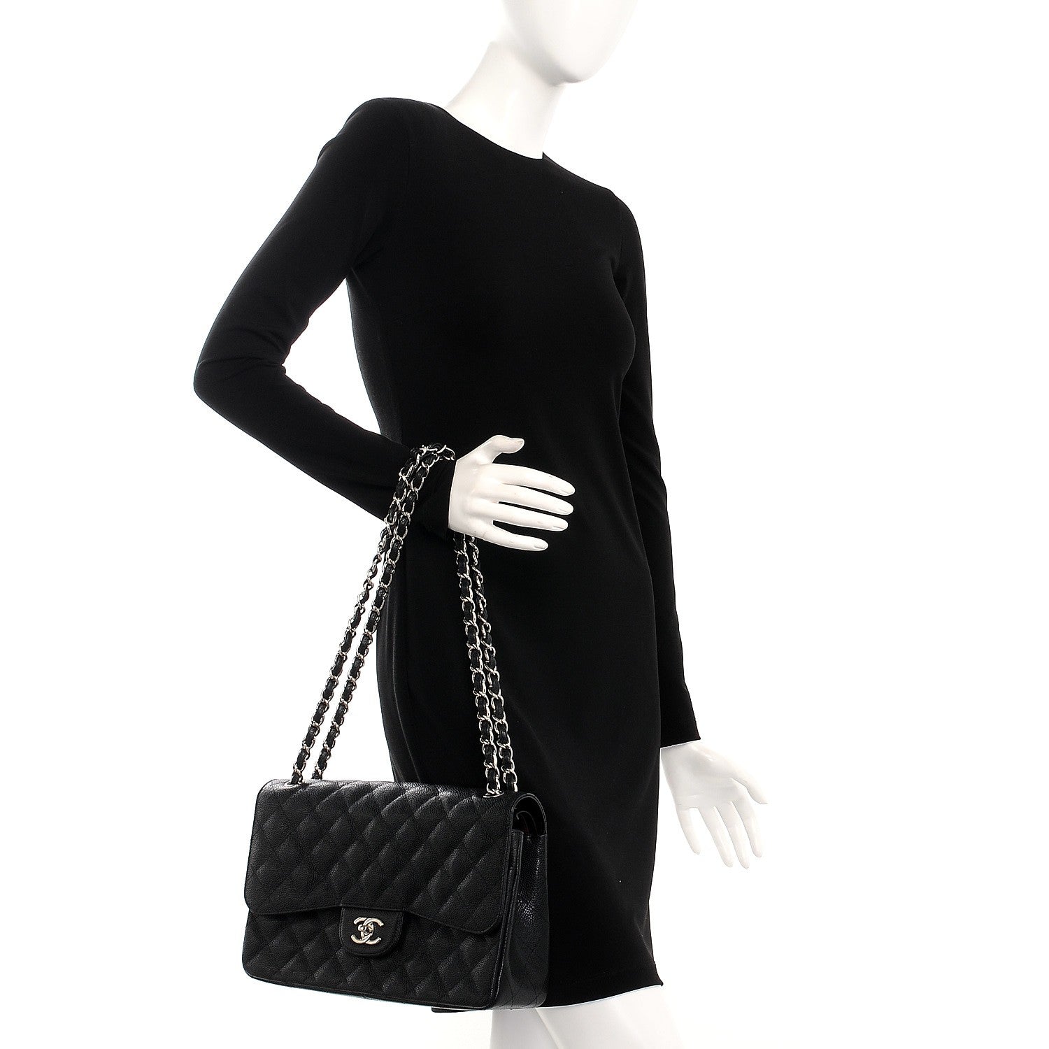 Chanel Caviar Quilted Jumbo Double Flap Black 3 of 9