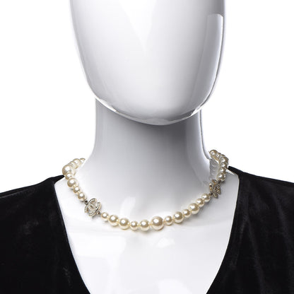 Chanel Crystal Pearl CC Short Necklace Gold 2 of 4