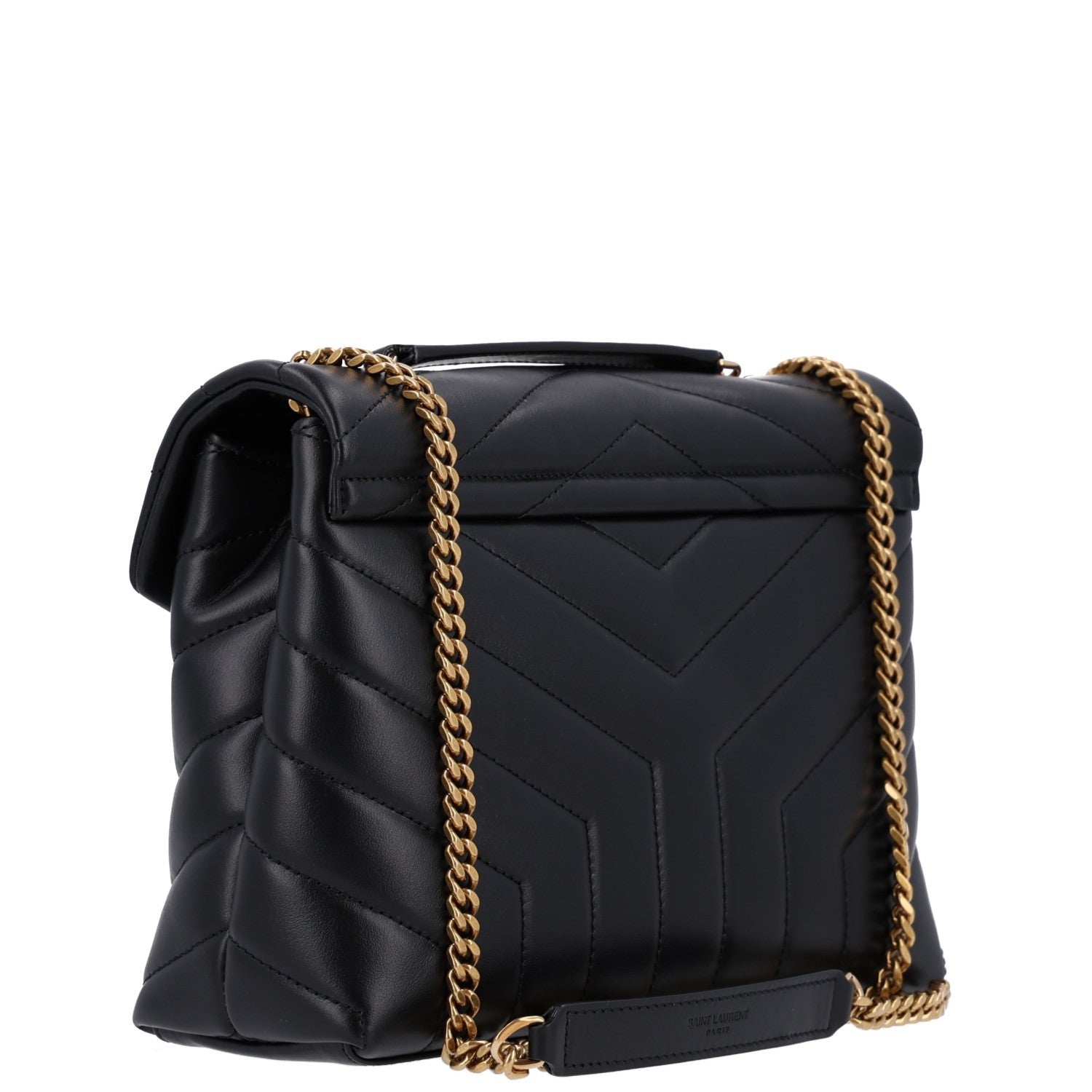 Saint Laurent Calfskin Y Quilted Monogram Small Loulou Chain Satchel Black 3 of 11