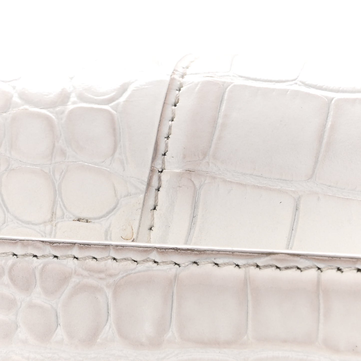 Shiny Calfskin Crocodile Embossed Small Hourglass Sling Shoulder Bag White